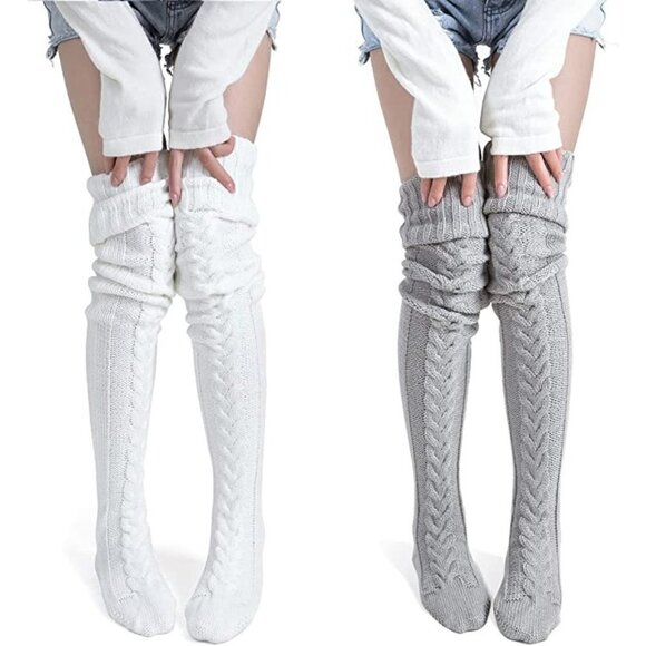 KNEE High Socks Lace Long Warm Stockings Boots Dress Slouch Winter Fall NWT - Picture 1 of 6